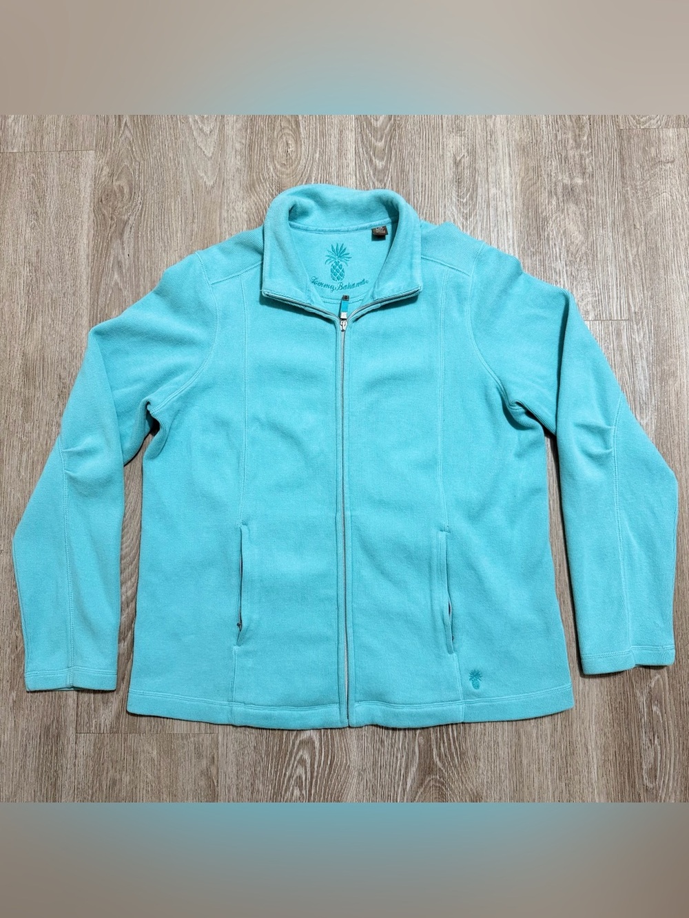 Tommy Bahama Aruba Full Zip Sweatshirt Jacket Women’s L Aqua Cotton Blend